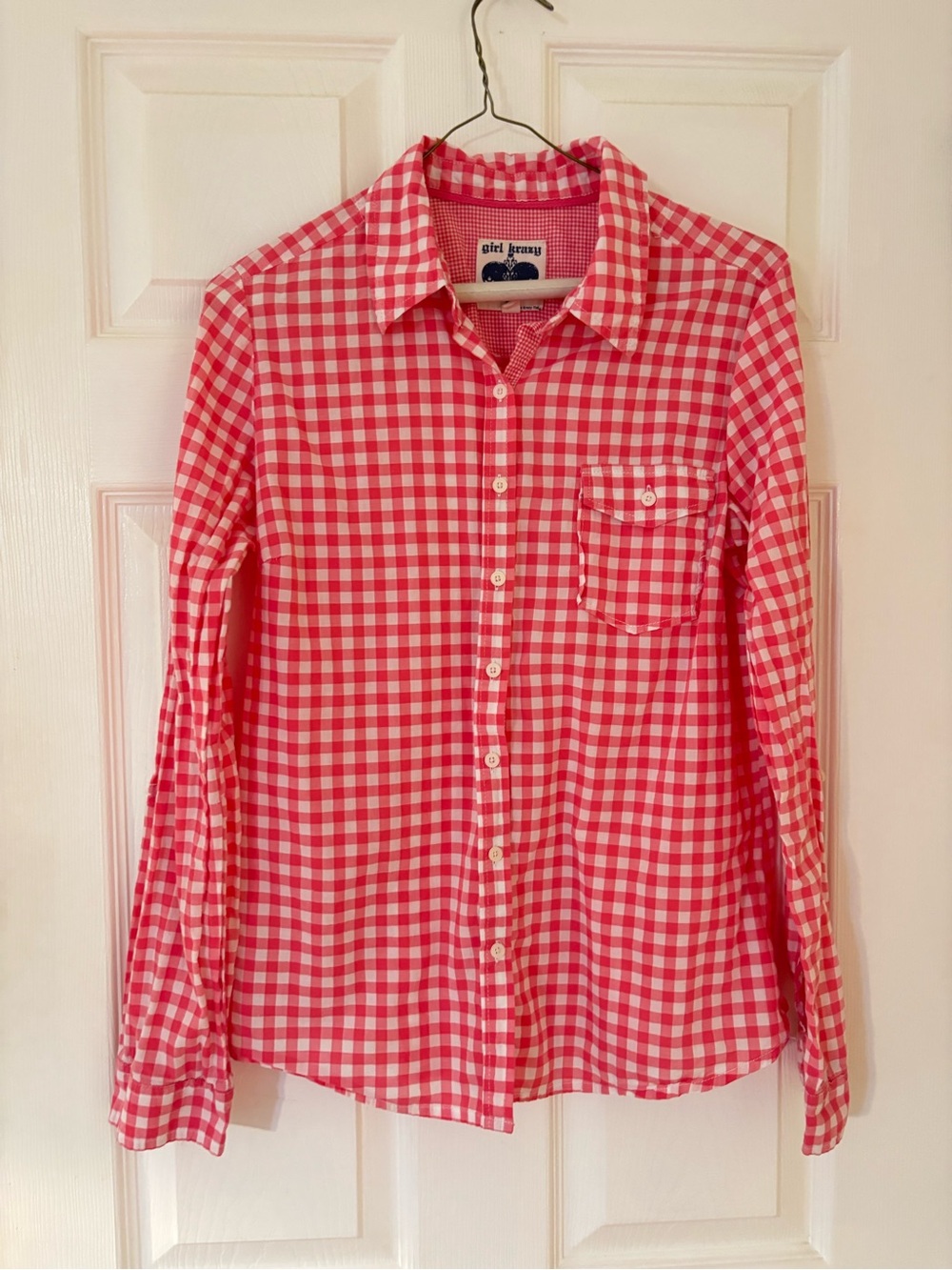 girl krazy Pink Gingham Button-Down Shirt